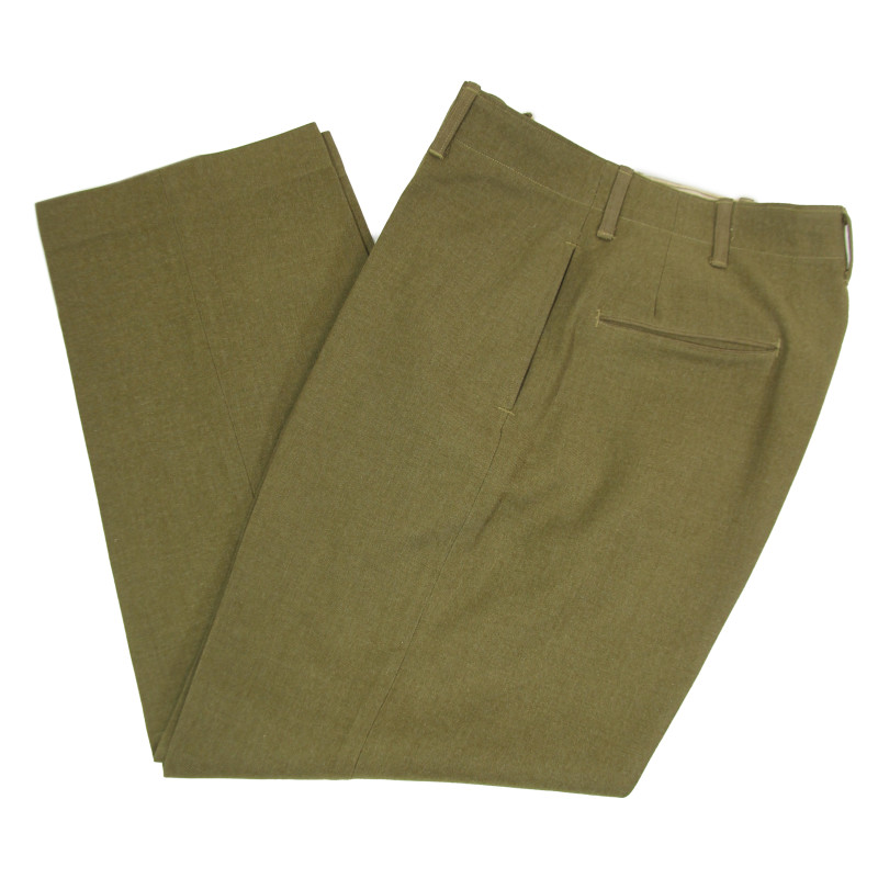 Trousers, Wool Serge, OD, 33 x 31, Pvt. George Levine Trousers, Wool Serge, OD, 33 x 31, Pvt. George Levine