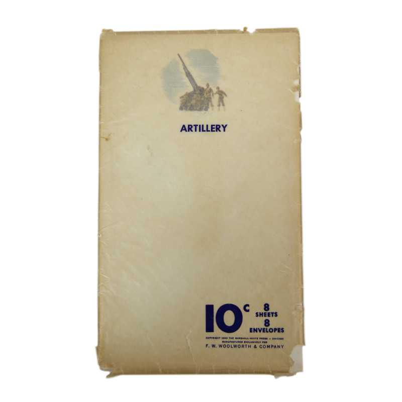 Papier à lettre, Artillery, feuillets & enveloppes assorties