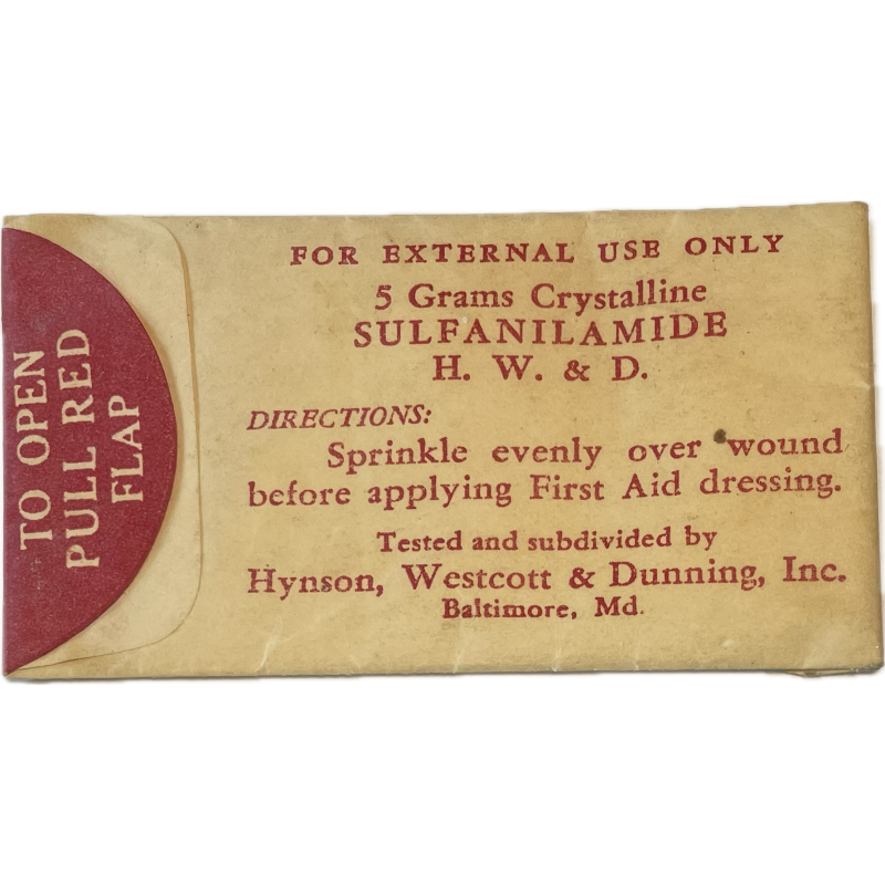 Sachet de sulfanilamide, Hynson, Westcott & Dunning, Inc., plein Sachet de sulfanilamide, Hynson, Westcott & Dunning, Inc., plein