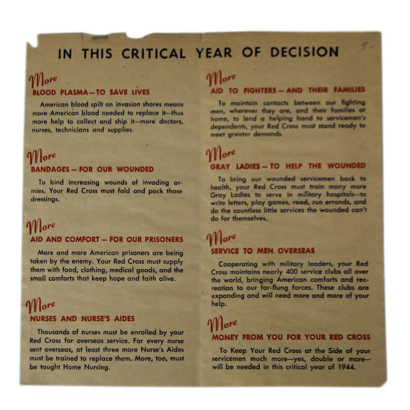 Tract, RED CROSS WAR FUND, mars 1944