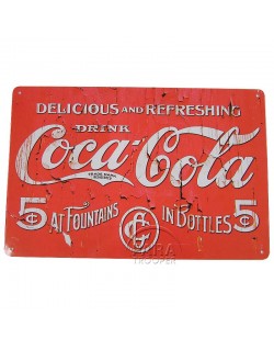 Plaque en métal Coca-Cola, Delicious and Refreshing