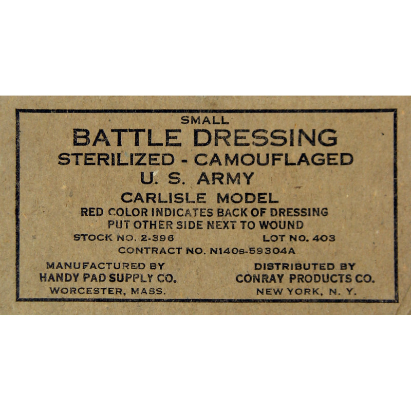 Pansement, Small Battle Dressing Sterilized, US Navy contract N140S (corpsman)