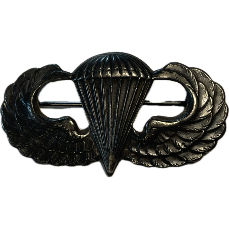 Badge, Parachutist's, 'Jump Wings', US Army, Sterling, Pin Back Badge, Parachutist's, 'Jump Wings', US Army, Sterling, Pin Back