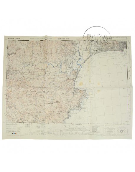 Map, Cannes Northen West (South of France), 1944 Map, Cannes Northen West (South of France), 1944