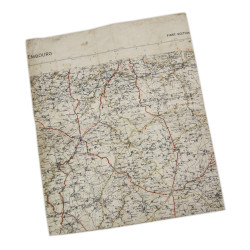 Carte britannique, MONS-LUXEMBOURG, Bataille des Ardennes, 1942