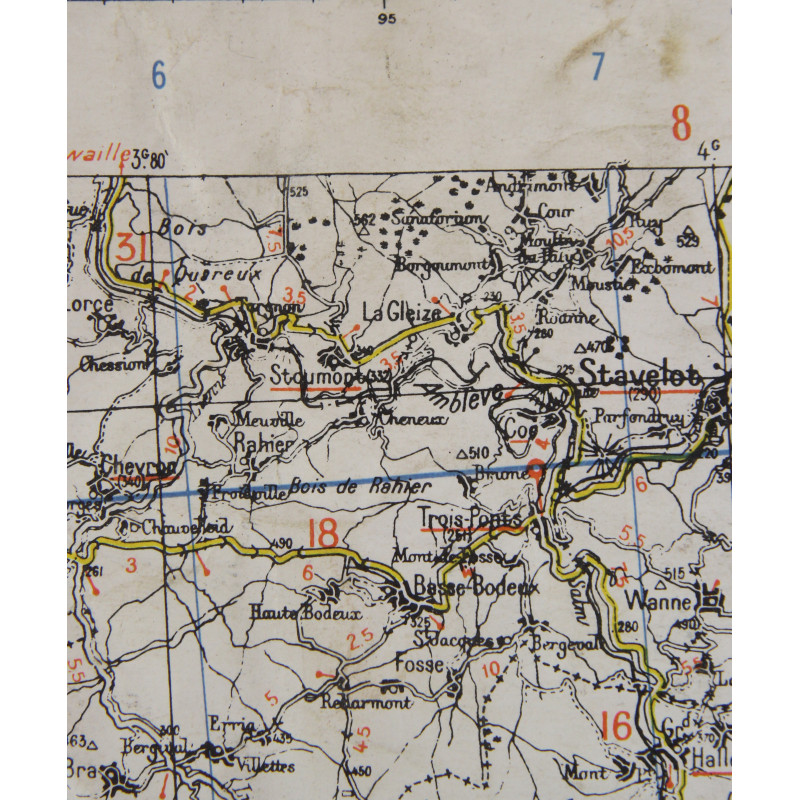 Carte britannique, MONS-LUXEMBOURG, Bataille des Ardennes, 942