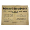 Poster, German, Ordonnance du 2 septembre 1940, Militärbefehlshaber in Belgien und Nord-Frankreich