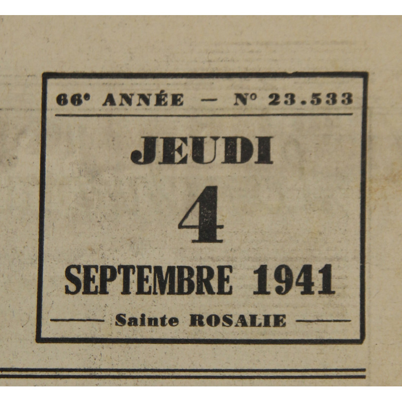 Journal, Le Petit Parisien, édition de Paris, 4 septembre 1941