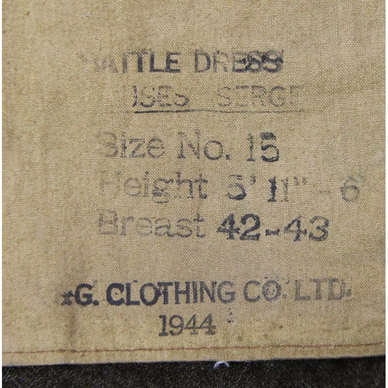 Battledress canadien, Pattern 1939, Royal Canadian Army Service Corps, taille 15, 1944, modifié