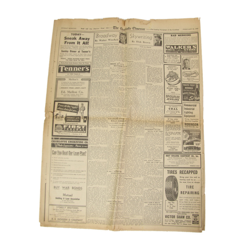 Journal, Charlotte Sunday Observer, 21 février 1943, section 4