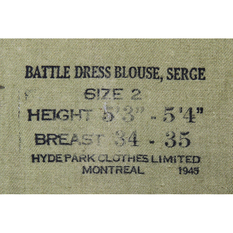 Battledress canadien, Pattern 1939, taille 2, 1945