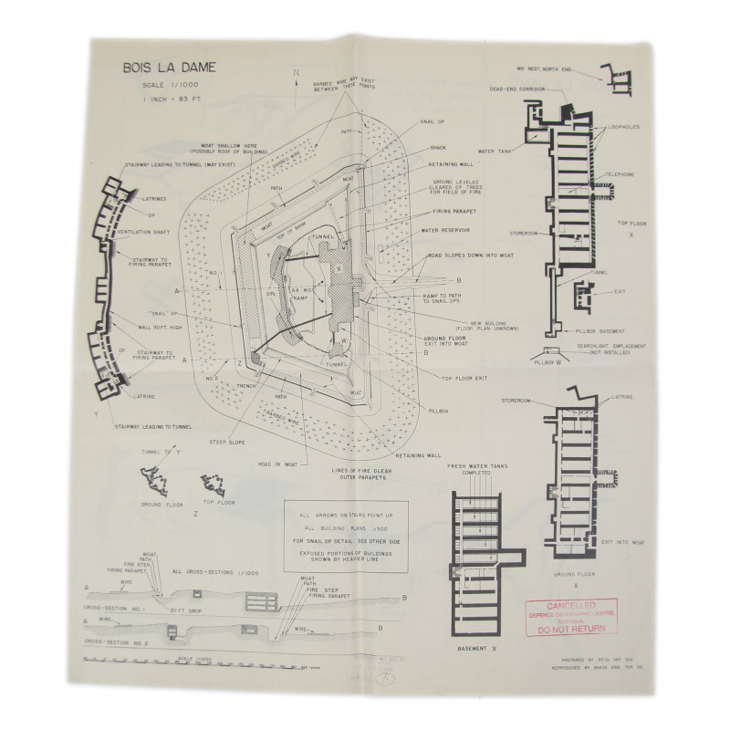 Carte du Fort Bois La Dame, US Army, Metz, 90th Inf. Div. Carte du Fort Bois La Dame, US Army, Metz, 90th Inf. Div.