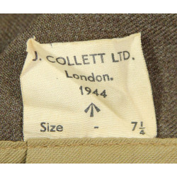 Calot troupe, J. COLLETT LTD. 1944, British Made, taille 58, 1st Sgt. Harry Keys, 98th Ordn. Base Depot Co., ETO