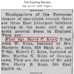 Calot troupe, J. COLLETT LTD. 1944, British Made, taille 58, 1st Sgt. Harry Keys, 98th Ordn. Base Depot Co., ETO