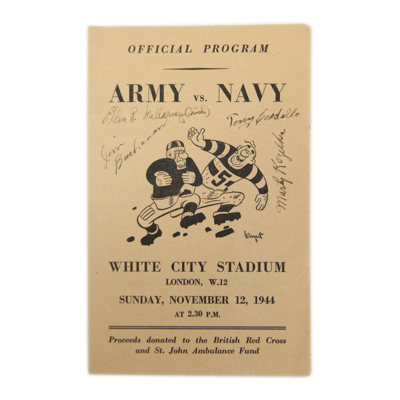 Official Program, American Football Game, US Army vs. US Navy, London, 1944, Annotated