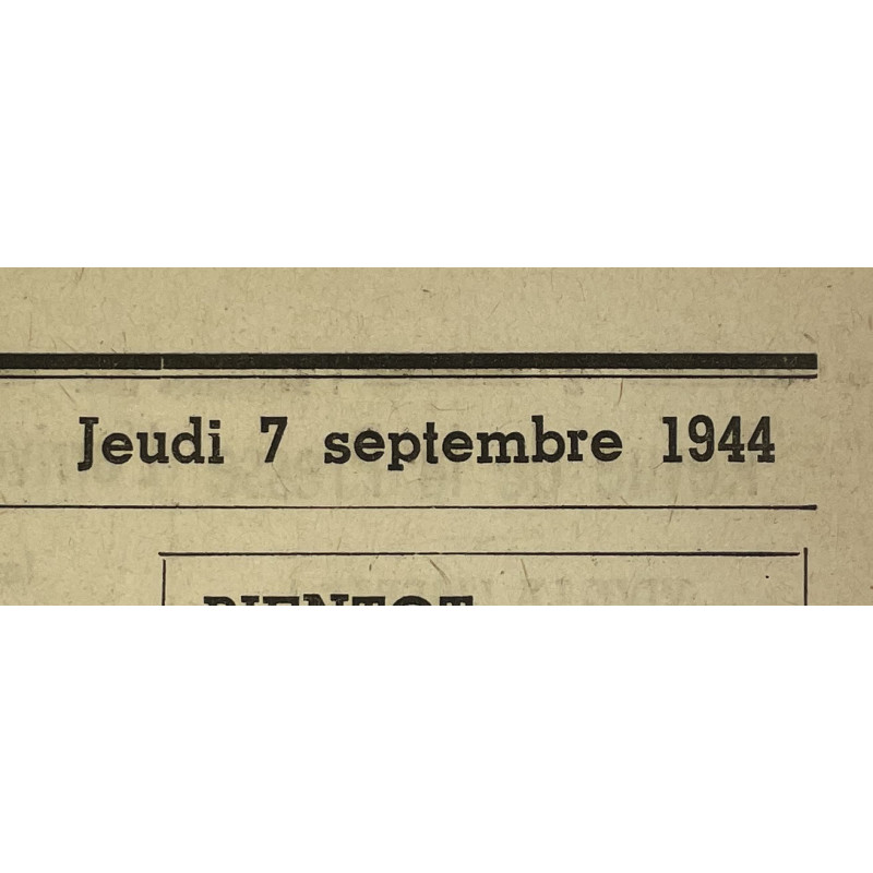 Newspaper, Belgian, La Libre Belgique, September 7, 1944