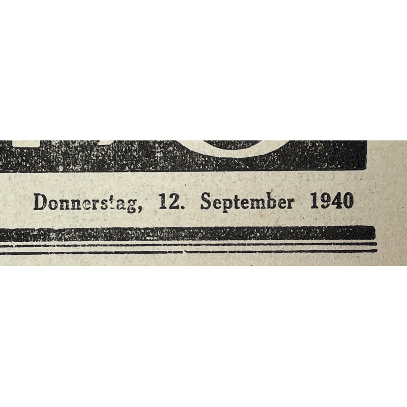 Newspaper, German, Feldzeitung, September 12, 1940