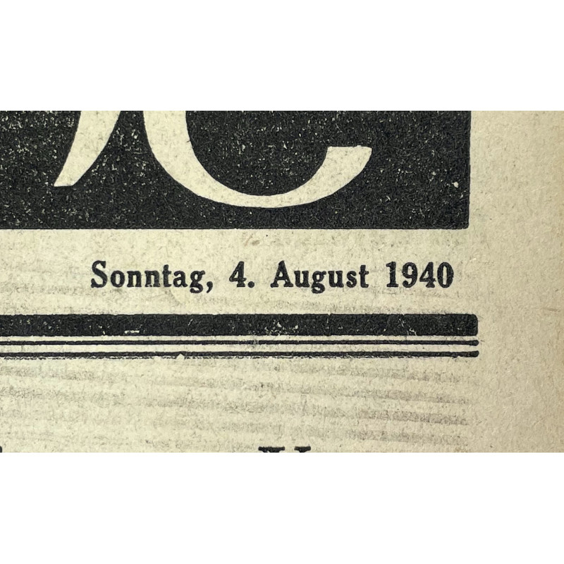 Newspaper, German, Feldzeitung, August 4, 1940