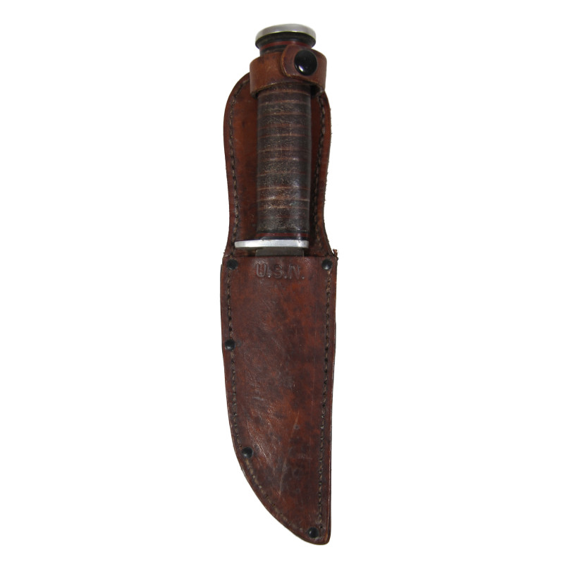 Couteau, WESTERN L71, SEABEE, avec fourreau en cuir, US Navy