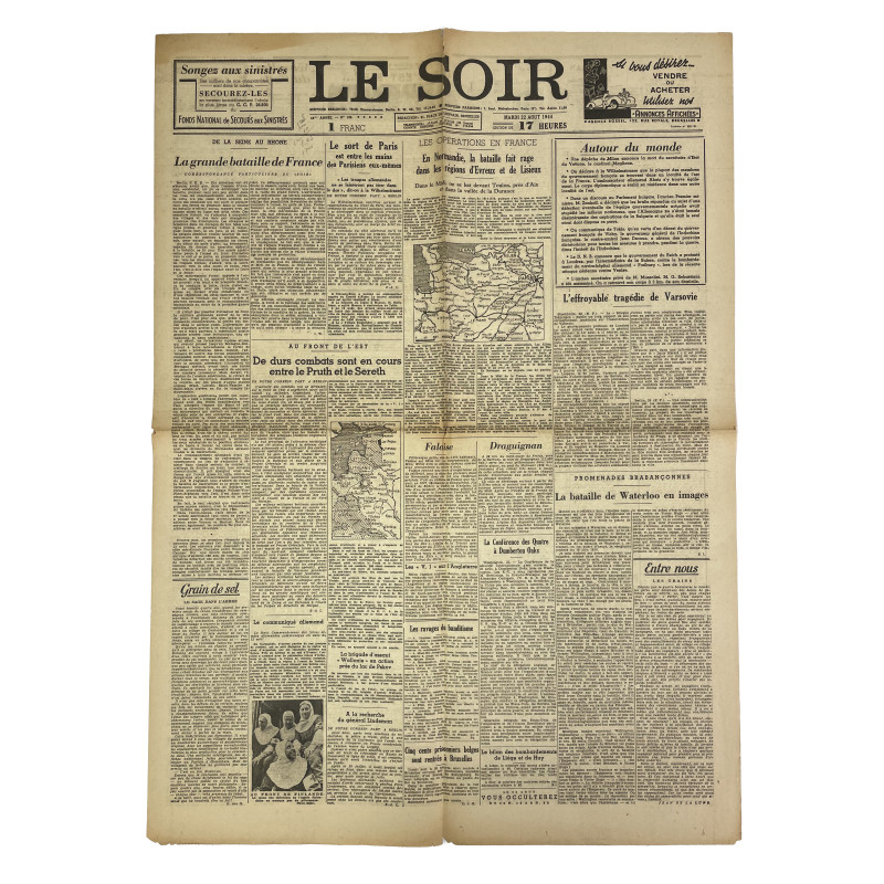 Journal belge, Le Soir, 22 août 1944