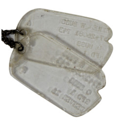Dog Tags, Plexiglas, Pvt. Elmer Buss, 127th Inf. Regt., 32nd Inf. Div., CBI & PTO