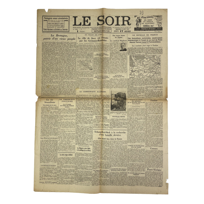 Journal belge, Le Soir, 23 août 1944