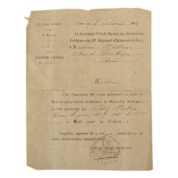 Médaille Militaire, Soldat Henri Motin, 23e Régiment territorial d'infanterie, Mort pour la France, 27 février 1915
