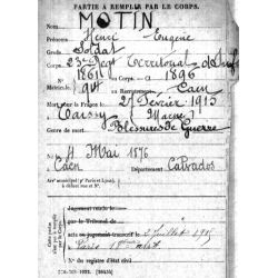 Médaille Militaire, Soldat Henri Motin, 23e Régiment territorial d'infanterie, Mort pour la France, 27 février 1915