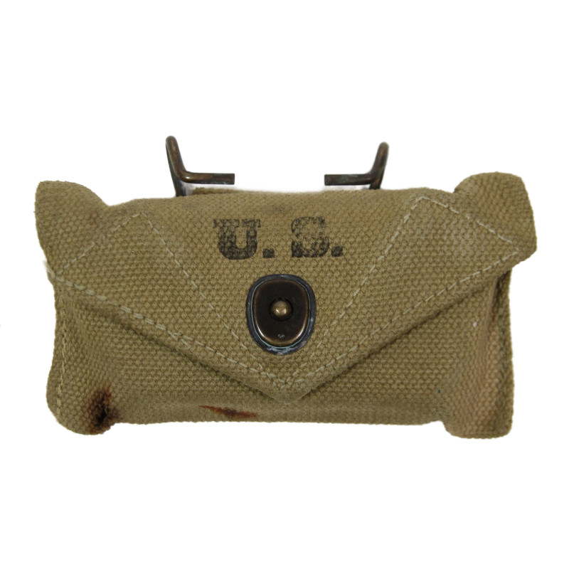 Pouch, First-Aid, M-1924, J.W. JOHNSON CO. 1941, with First-Aid Packet, Carlisle Pouch, First-Aid, M-1924, J.W. JOHNSON CO. 1941, with First-Aid Packet, Carlisle
