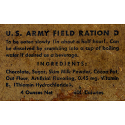 U.S. ARMY FIELD RATION D, HERSHEY, 1943
