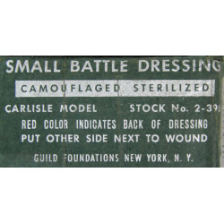 Pansement, Small Battle Dressing, Carlisle, Camouflaged, US Navy stock No. 2-396, Corpsman