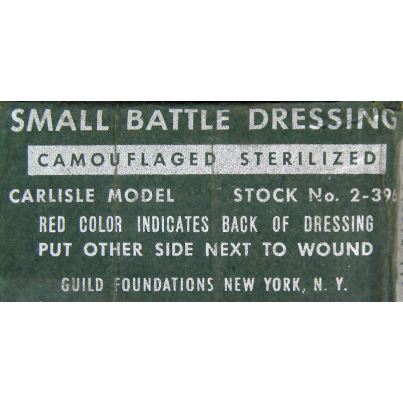 Packet, Small Battle Dressing, Carlisle, Camouflaged, US Navy stock No. 2-396, Corpsman