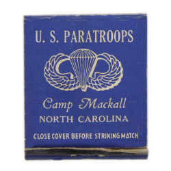 Pochette d'allumettes, Camp Mackall, Airborne