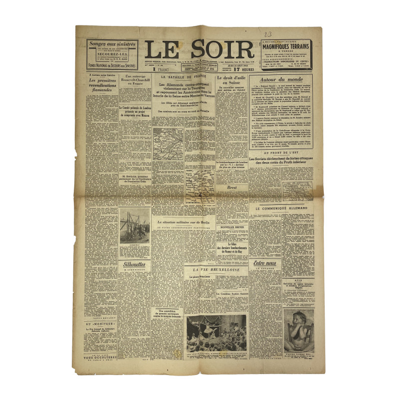 Journal belge, Le Soir, 24 août 1944