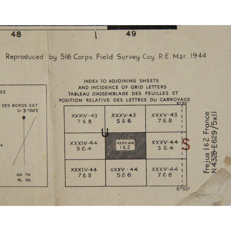 Carte Drop Zone Operation Dragoon, annotée, FATF