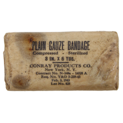 Pansement, Plain Gauze Band. Compr. Steri., No. N140S, Conray Products Co. 1943, US Navy corpsman