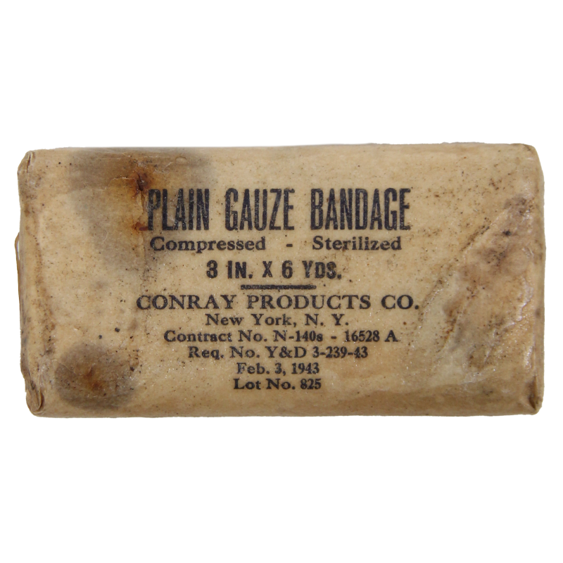 Pansement, Plain Gauze Band. Compr. Steri., No. N140S, Conray Products Co. 1943, US Navy corpsman