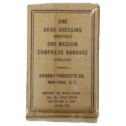Pansement compressif stérile, Conray Products Co., N140s, 1943, USN, Corpsman