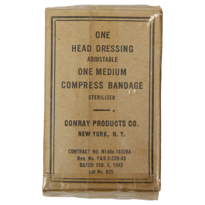 Head Dressing, Adjustable, Compress Bandage, Conray Products Co., N140s, 1943, USN, Corpsman