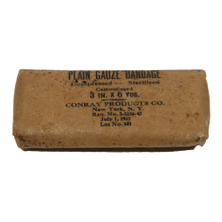 Plain Gauze Bandage Compressed, No. 3-5186-43, 1943, USN, Corpsman