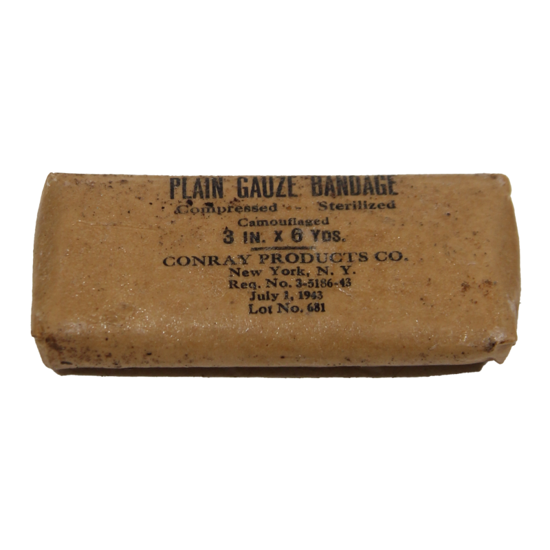 Plain Gauze Bandage Compressed, No. 3-5186-43, 1943, USN, Corpsman