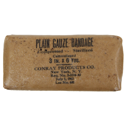 Plain Gauze Bandage Compressed, No. 3-5186-43, 1943, USN, Corpsman