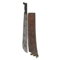 Machete, M-1942, COLLINS & CO., Legitimus, 1942, with Leather Scabbard, ALCO 42, Modified, Named, Normandy