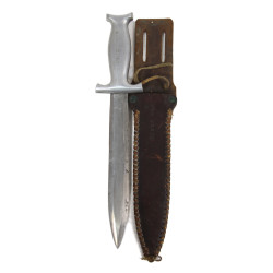 Knife, Aluminium Hilt, with Leather Scabbard, Handcrafted, Named