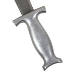 Knife, Aluminium Hilt, with Leather Scabbard, Handcrafted, Named