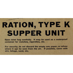 Ration K, Supper Unit, premier type, complète et intacte