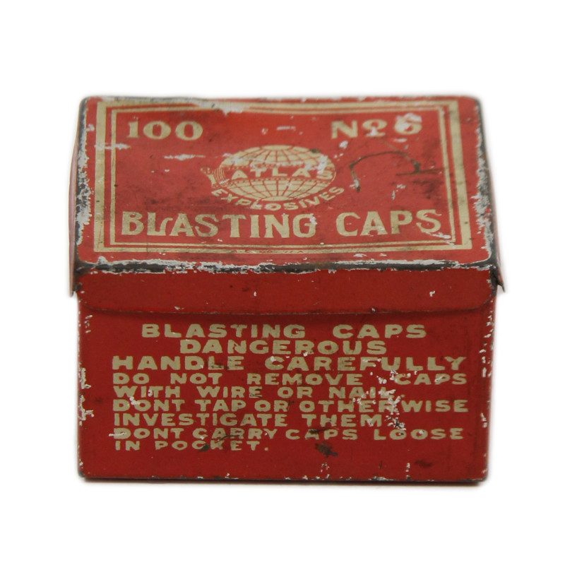 Tin, 100 Blasting Caps, No. 6, ATLAS POWDER CO., Demolition