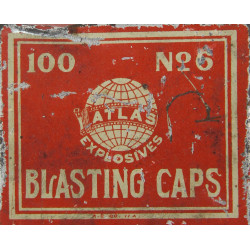 Tin, 100 Blasting Caps, No. 6, ATLAS POWDER CO., Demolition