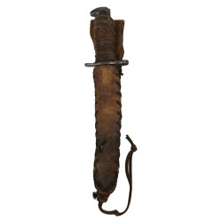 Couteau de combat, baïonnette M1, UTICA CUTLERY, modifiée, avec fourreau en cuir artisanal