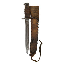 Knife, Fighting, Bayonet, M1, UTICA CUTLERY, Modified, with Leather Scabbard, Theater-Made